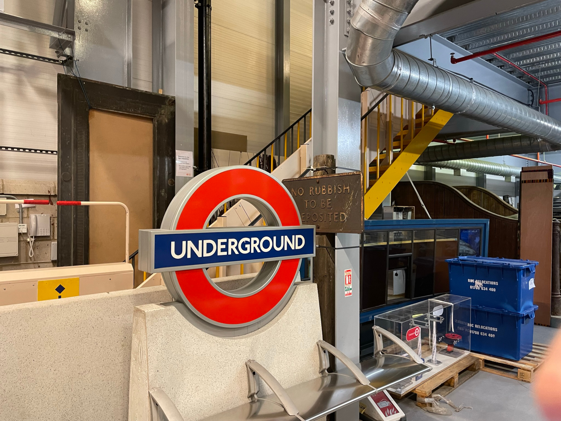 Inside London Transport Museum Depot with staircase assessed and retrofitted with new stairlift for improved accessiblity