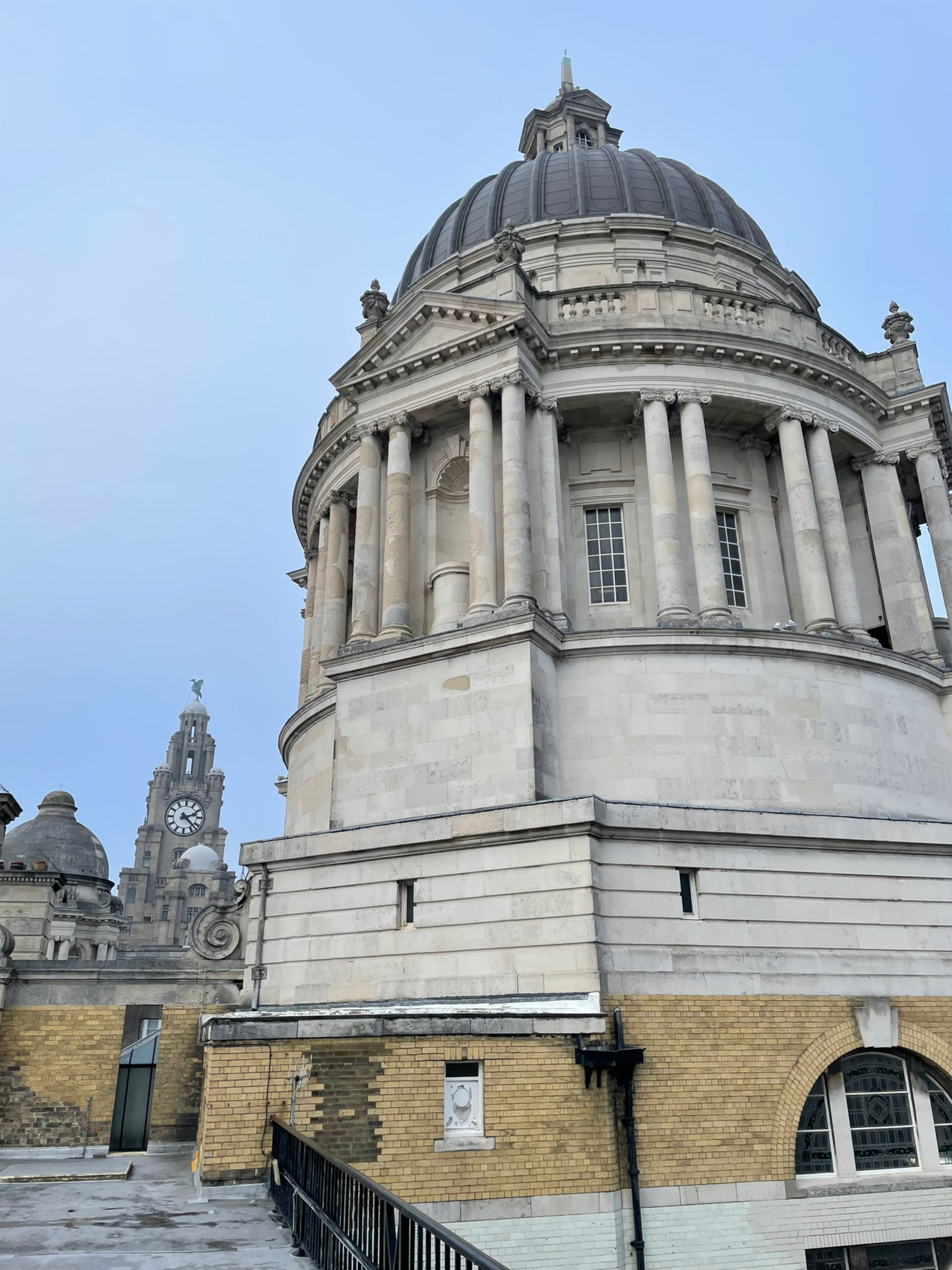 External view of central dome structure to Port of Liverpool Building