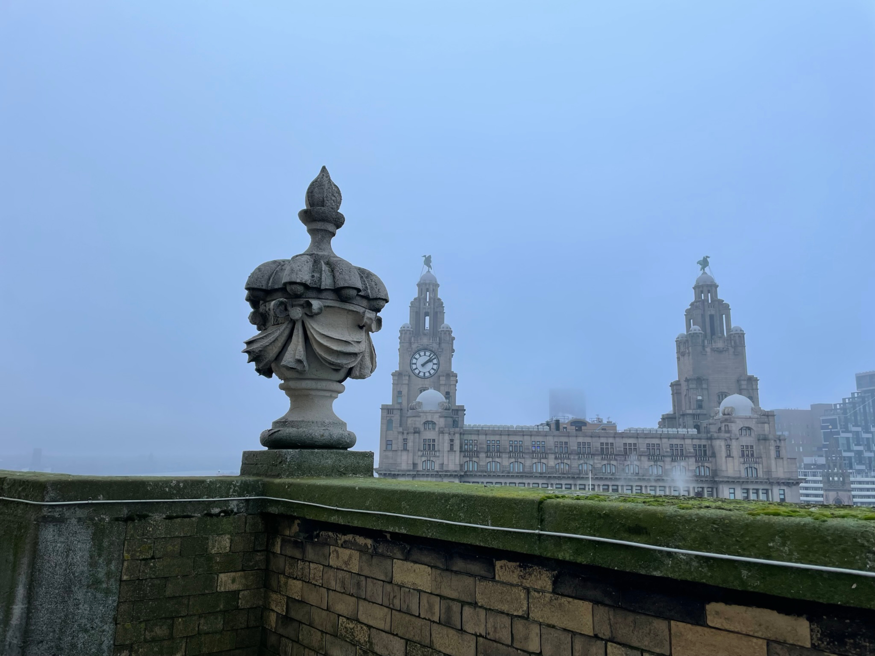 View from roof of Port of Liverpool Building to the neighbouring Liver Building