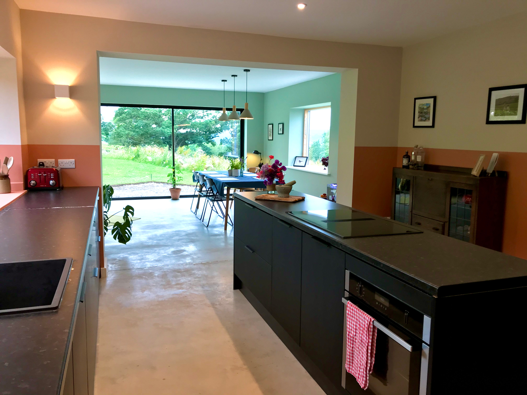 Open plan kitchen / living space created after the removal of internal walls and layout reconfiguration